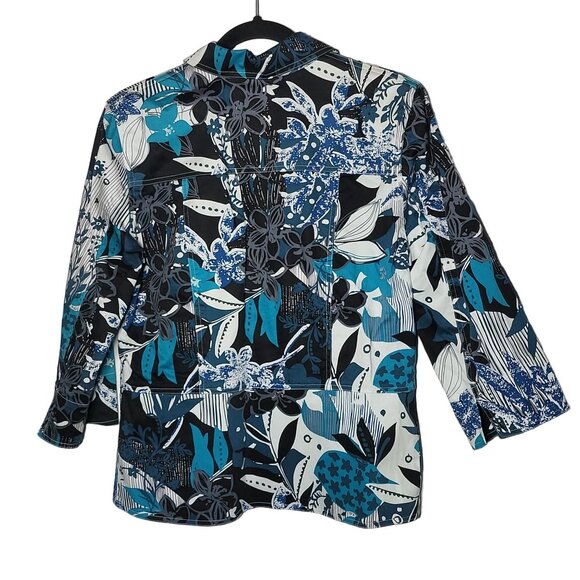 Coldwater Creek Floral Button Blazer Jacket Small Art to Wear Artsy Stretch Fall - Picture 2 of 9